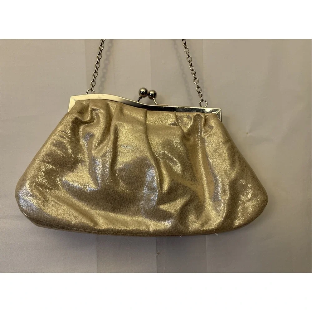 Vintage 90's gold metallic handbag w/ chain strap‎ Jessica McClintock Formal